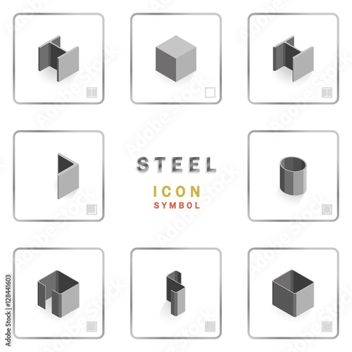 many section steel icon and symbol isometric illustration