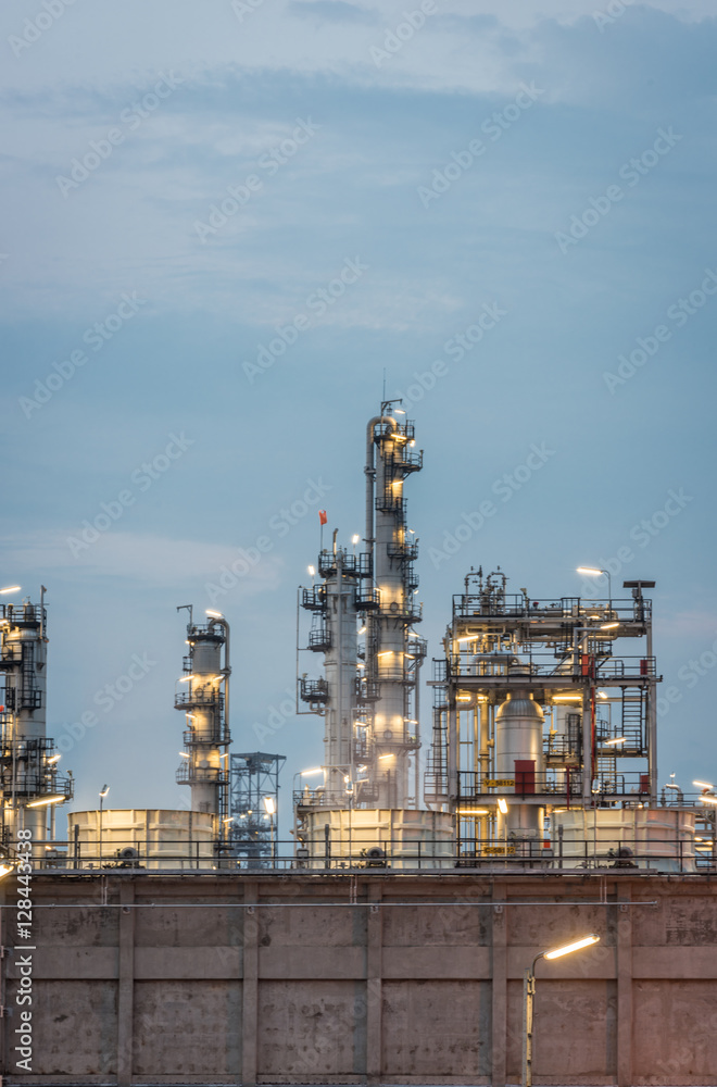 Oil Refinery factory Petroleum at twilight sunset Oil Refinery factory Petroleum at twilight sunset