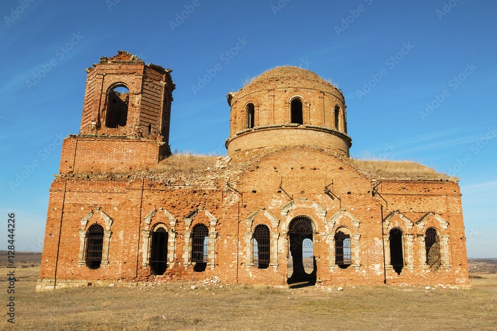 Old abandoned church. Medieval Church ruins. Christianity and religion.