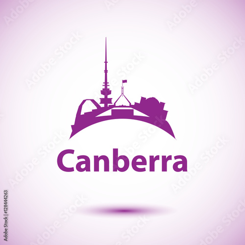 Canberra detailed silhouette. Trendy vector illustration, flat style. Stylish colorful landmarks.