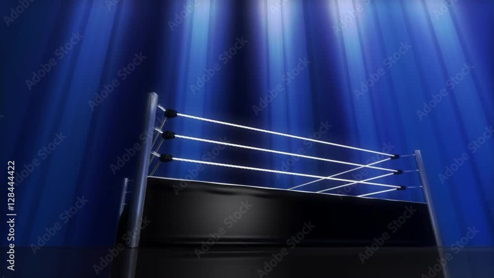 Wrestling / Boxing Ring Rotating with Blue Lights Background Wrestling / Boxing Ring Rotating with Blue Lights Background