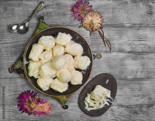 Turkish sweetness of sugar halvah pishmanie. photo