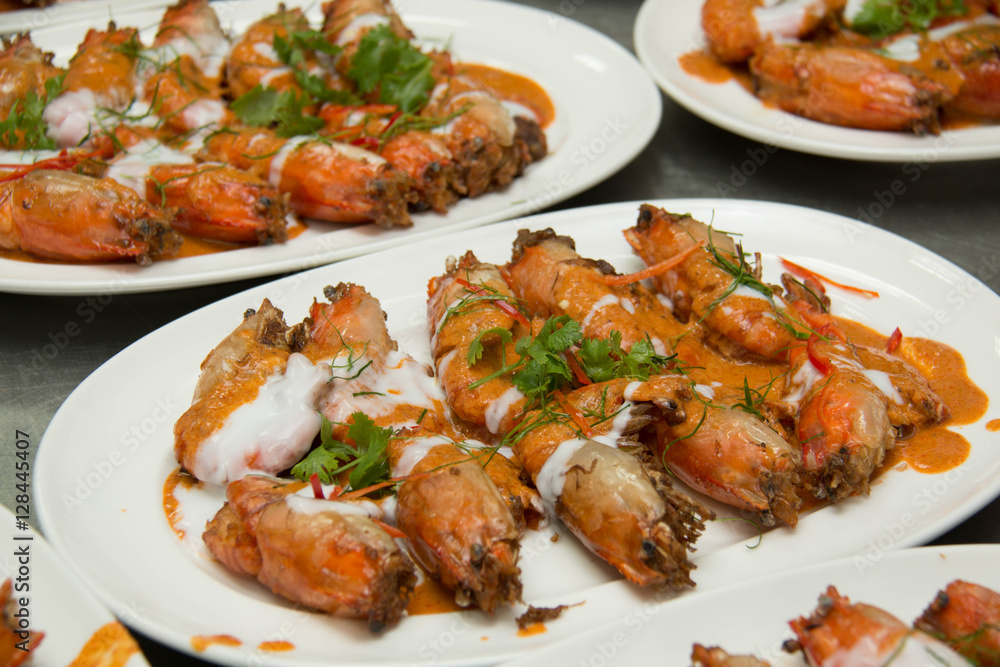 shrimp fried in a spicy coconut sauce shrimp fried in a spicy coconut sauce