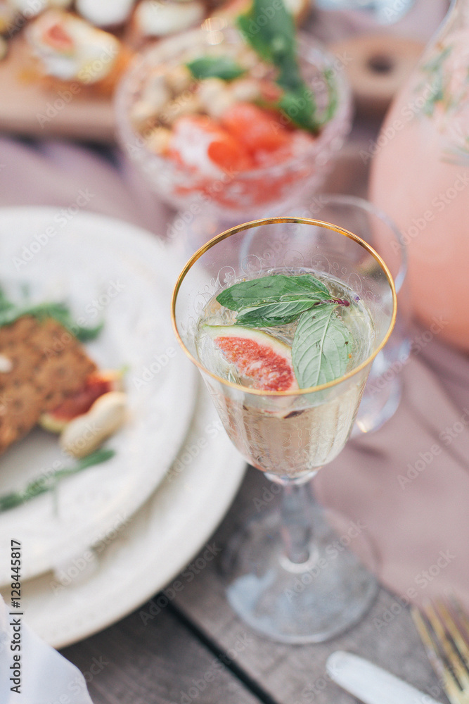 Wedding table with delicious snacks, a banquet outdoors Wedding table with delicious snacks, a banquet outdoors