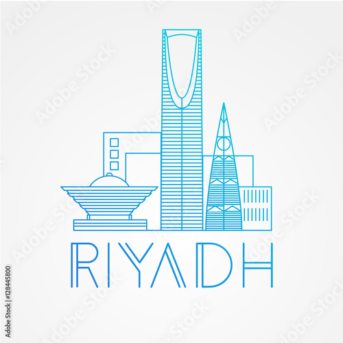 Kingdom tower - The symbol of Riyadh, Saudi Arabia. Modern linear minimalist icon. One line sightseeing concept.
