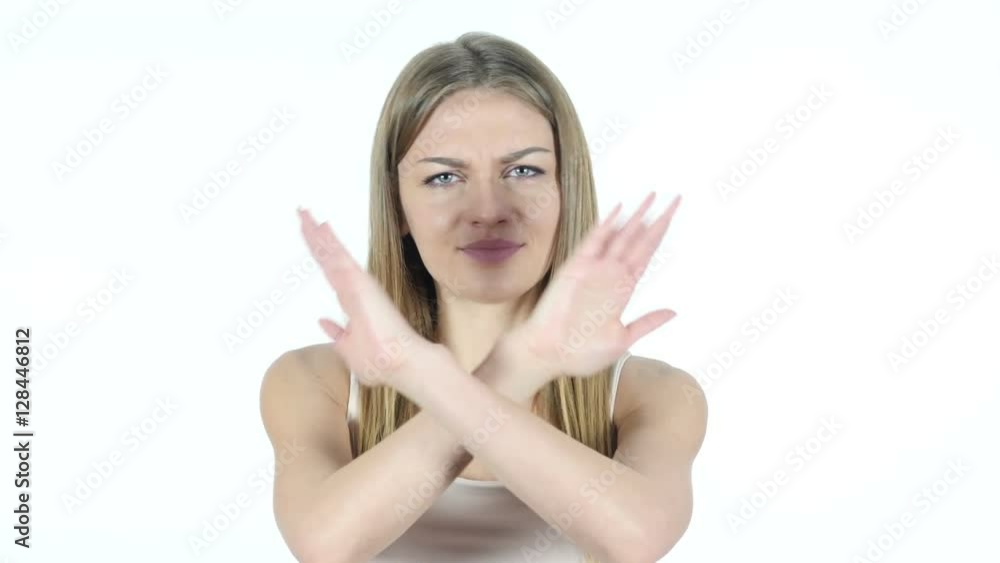 Stop, Rejecting Gesture, No By Woman, White Background Stop, Rejecting Gesture, No By Woman, White Background