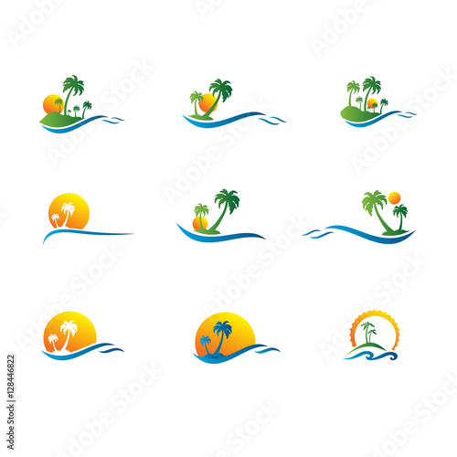 set of vector logos travel resort landscape