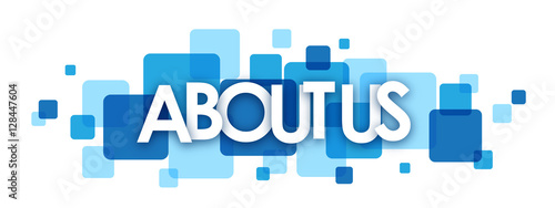 ABOUT US blue vector letters icon  photo