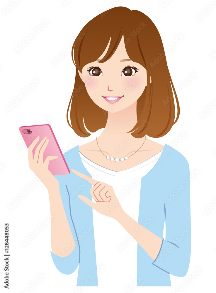 若い女性 スマホ 携帯電話 Stock イラスト Adobe Stock