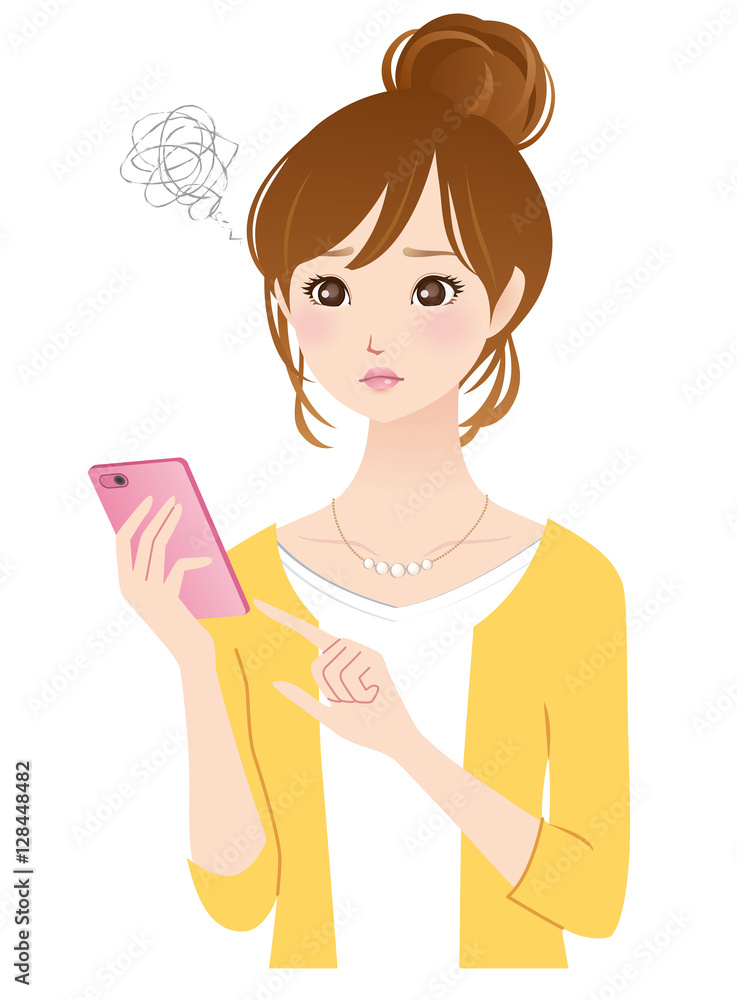 若い女性 スマホ 携帯電話 トラブル Stock イラスト Adobe Stock