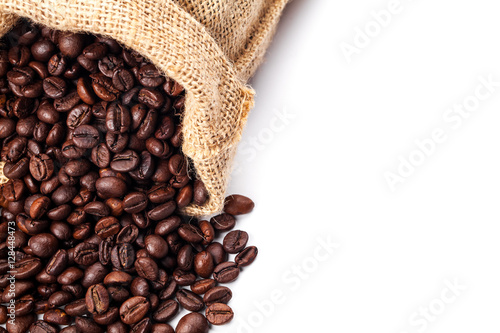 coffee beans in bag isolated on white background