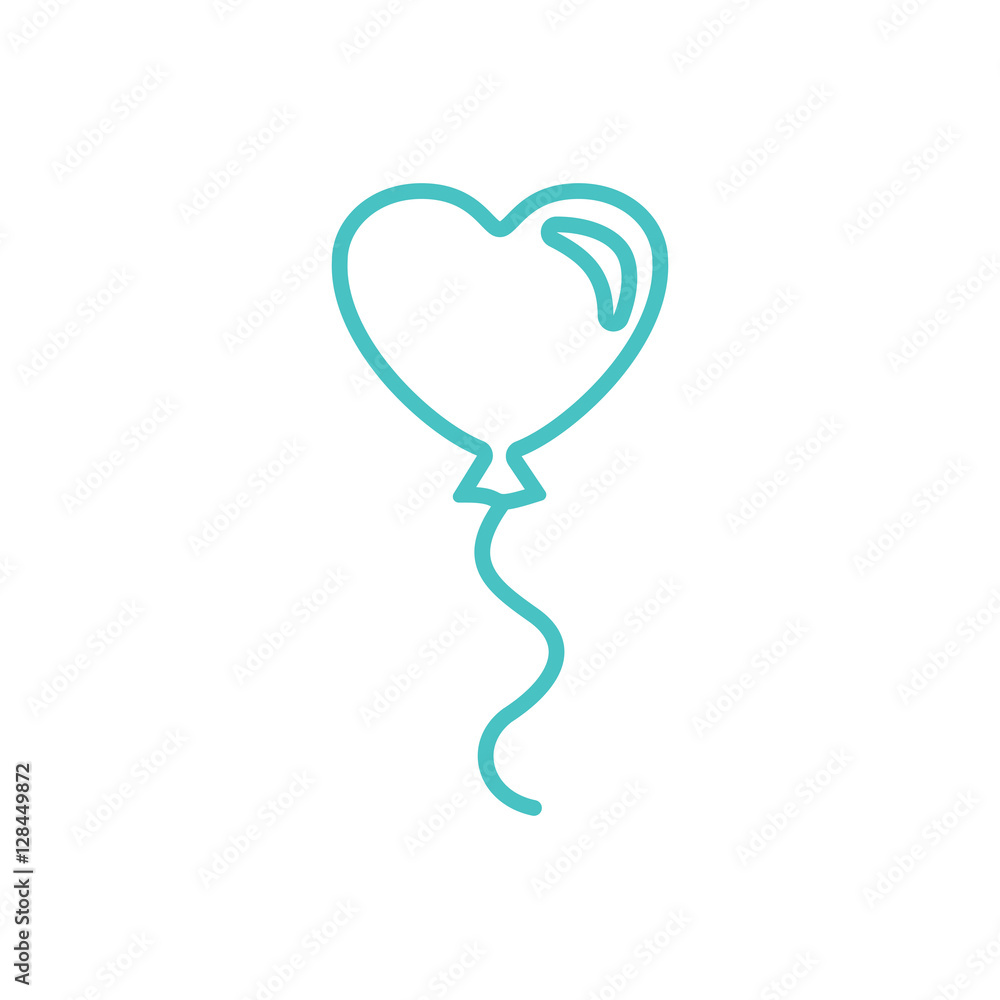 balloon gelium heart love line icon vector blue on white balloon gelium heart love line icon vector blue on white