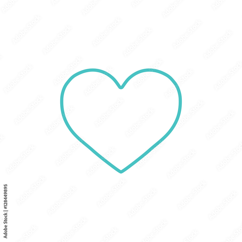 heart love romantic outline line icon blue on white