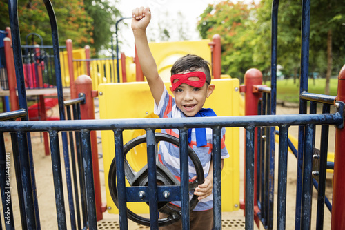 Playground Yard Superhero Freedom Child Boy Concept