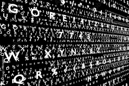 Virtual wall with streaming codes, 3d-illustration