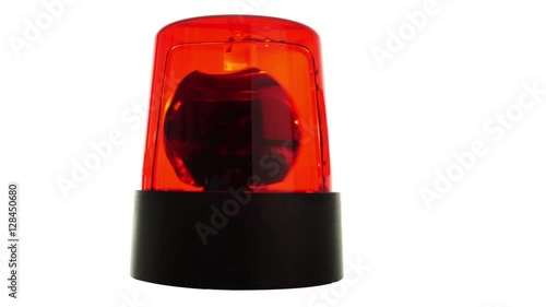 4k footage, red warning light isolated on white seamless loop
