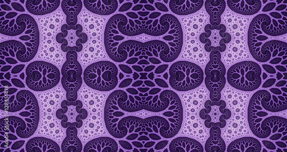 Naklejka premium Abstract fractal high resolution seamless pattern background ideal for carpets, tapestries, fabric and wallpapers with a detailed abstract flower pattern in an interconnected grid in vivid colors 