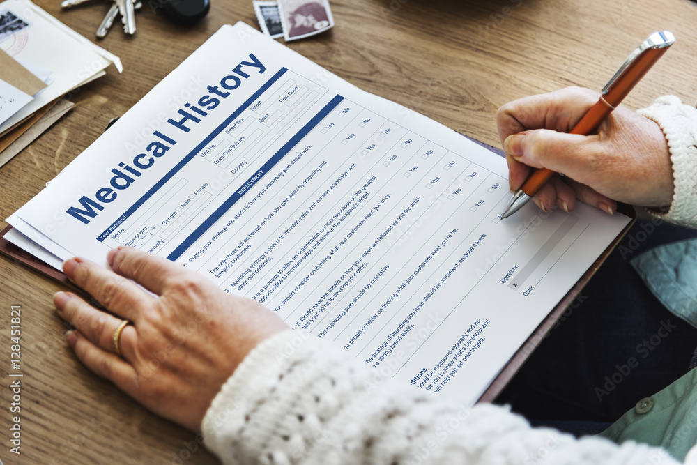 Naklejka premium Medical Report Record Form History Patient Concept