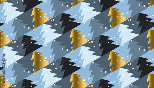 Elegant Christmas tree seamless geometry pattern in luxury marin