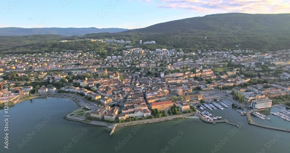 Aerial view of Neuchatel with a beautiful sunny day, Switzerland Aerial view of Neuchatel with a beautiful sunny day, Switzerland