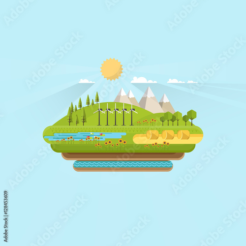 Ecology Concept Vector for Environment, Green Energy and Nature Pollution Designs.


