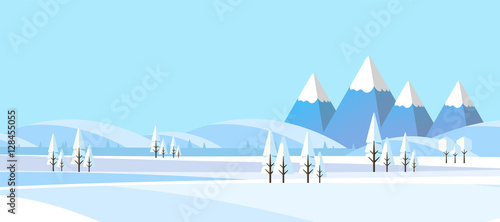 Winter Landscape Background. Flat Vector Illustration

