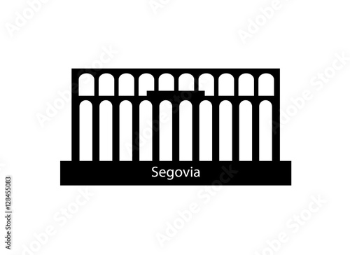 Skyline of segovia aqueduct in spain