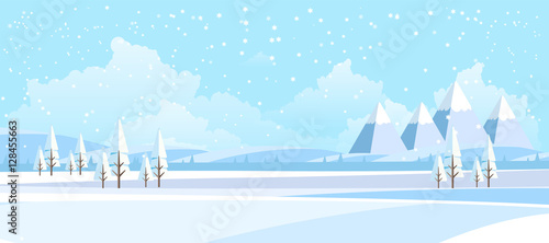 Winter Landscape Background. Flat Vector Illustration

