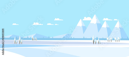 Winter Landscape Background. Flat Vector Illustration

