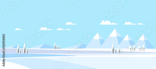 Winter Landscape Background. Flat Vector Illustration

