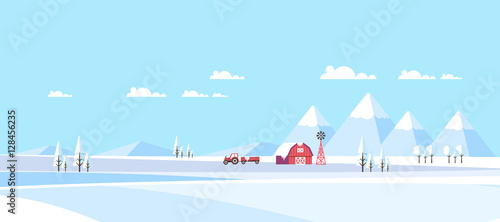 Winter Landscape Background. Flat Vector Illustration

