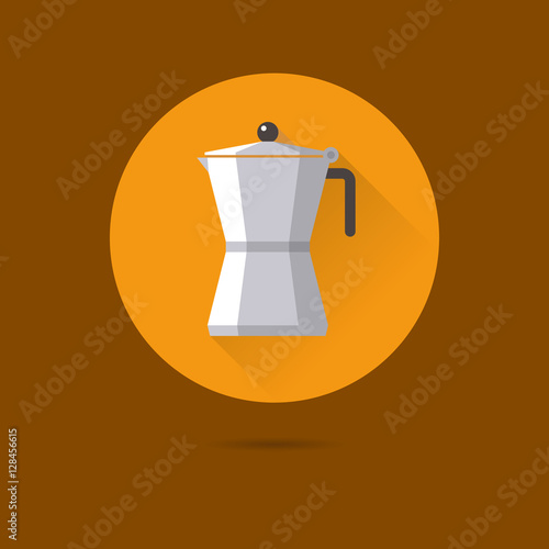 Moka coffee pot flat design vector icon