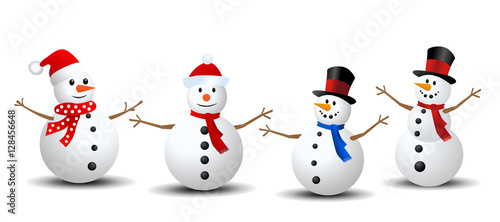 Canvas Print Snowman Collection. Snowman set isolated on white background