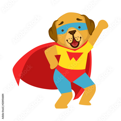 Dog Animal Dressed As Superhero With A Cape Comic Masked Vigilante Character