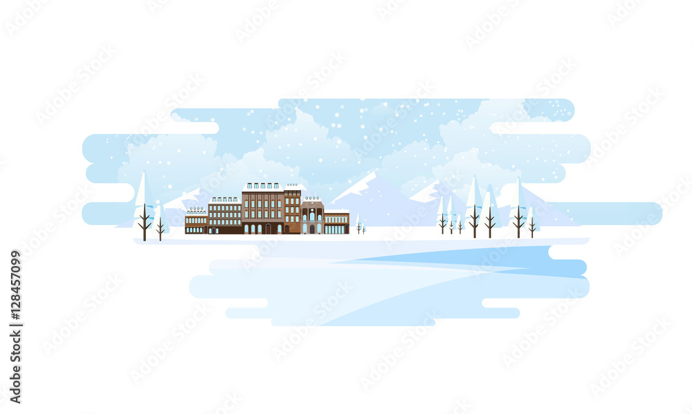 Naklejka premium Winter Abstract Landscape Background. Flat Vector Illustration.