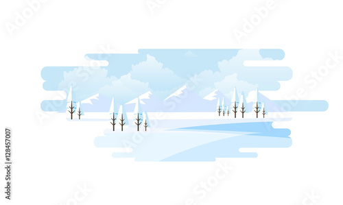 Winter Landscape Background. Flat Vector Illustration

