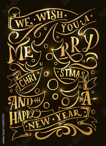 Lettering 'We wish you a Merry Christmas and a Happy New Year' f