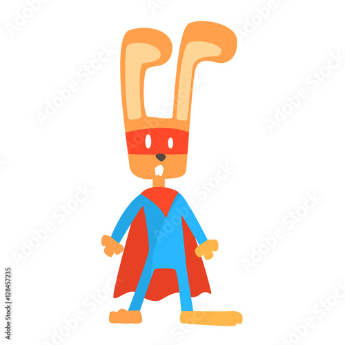Rabbit Smiling Animal Dressed As Superhero With A Cape Comic Masked Vigilante Geometric Character