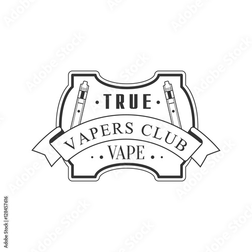 True Vape Premium Quality Vapers Club Monochrome Stamp For A Place To Smoke Vector Design Template