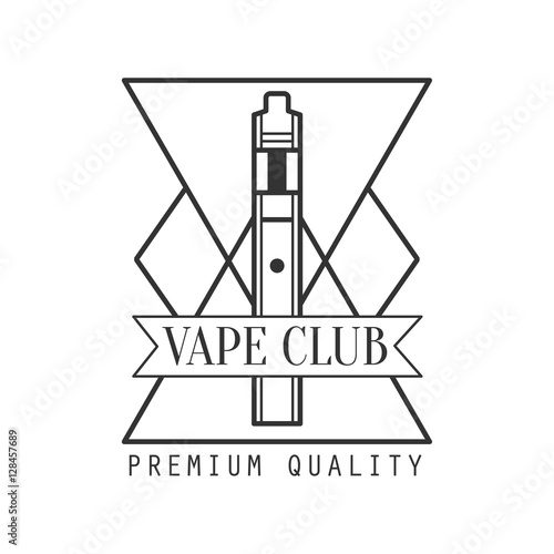 Geometric Electronic Cigarette Premium Quality Vapers Club Monochrome Stamp For A Place To Smoke Vector Design Template