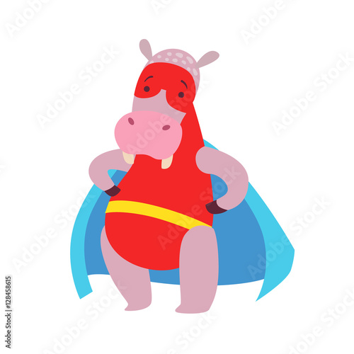 Hippo Animal Dressed As Superhero With A Cape Comic Masked Vigilante Character