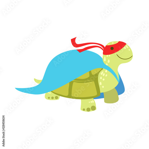 Land Turtle Animal Dressed As Superhero With A Cape Comic Masked Vigilante Character