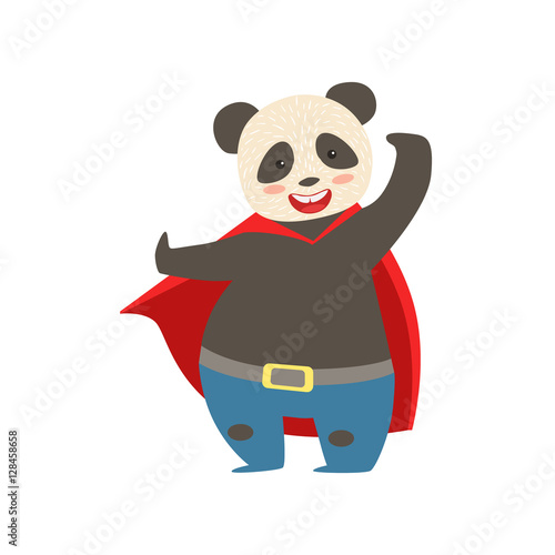Panda Bear Animal Dressed As Superhero With A Cape Comic Masked Vigilante Character