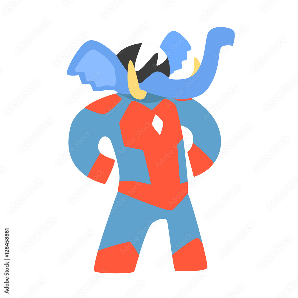 Elephant Animal Dressed As Superhero With A Cape Comic Masked Vigilante Geometric Character Elephant Animal Dressed As Superhero With A Cape Comic Masked Vigilante Geometric Character