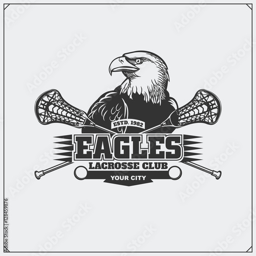 Lacrosse club emblem with eagle head.
