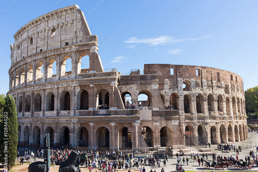 Ruins of the colosseum in Rome, Italy