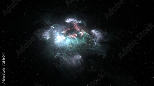 Fototapeta Naklejka Na Ścianę i Meble -  Space background with gas nebula and stars. Glowing nebula is the remnant of a supernova explosion