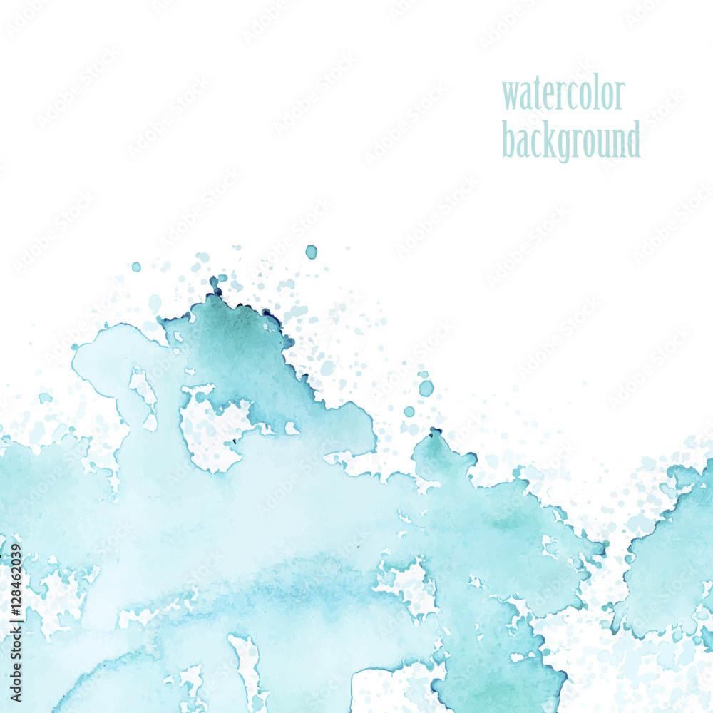 Watercolor background for layout. Vector blue splashes. eps 10