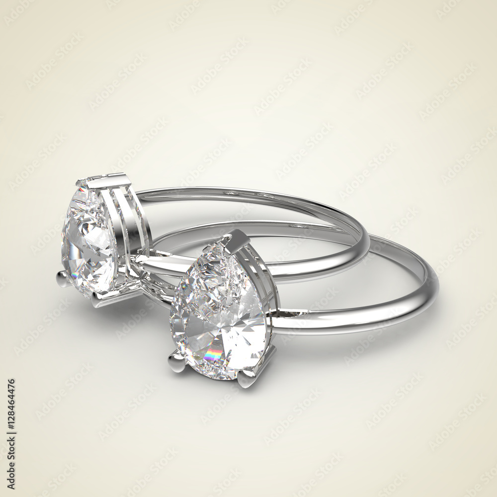 Diamond Rings on a light background. 3D rendering Diamond Rings on a light background. 3D rendering