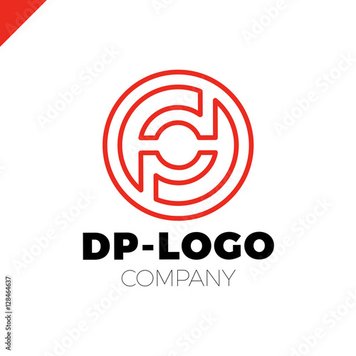 Letter D and letter P logo. pd, dp initial overlapping in circle letter logotype